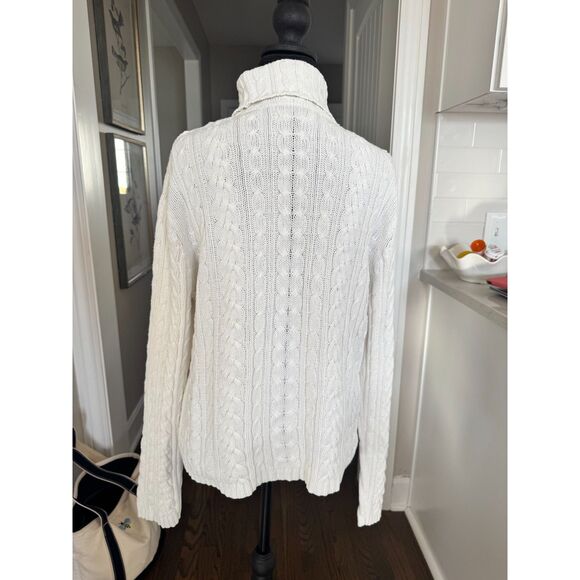 Amanda Smith Cable Knit Sweater Turtle neck L Cream Classic Fall Winter Pullover - Picture 4 of 7